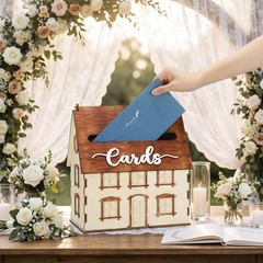 Rustic House Wedding Card Box for Reception 10x 6×11.5 Inch Large House