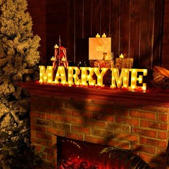 Roowest Marry Me Letters Light Proposal Decorations Set Includes 6.3″, Yellow