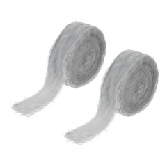 1 Inch Velvet Ribbon, 2 Roll Total 6 Yard Frayed Ribbon, Light Grey