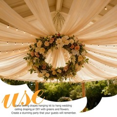24″ Ceiling Drapes Hanging Kit for 6 Panels Wedding Ceiling Drapes Canopy