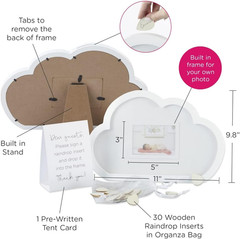 Baby Shower Guest Cloud Frame with Wooden Rain Drops Guestbook Alternative, Nur