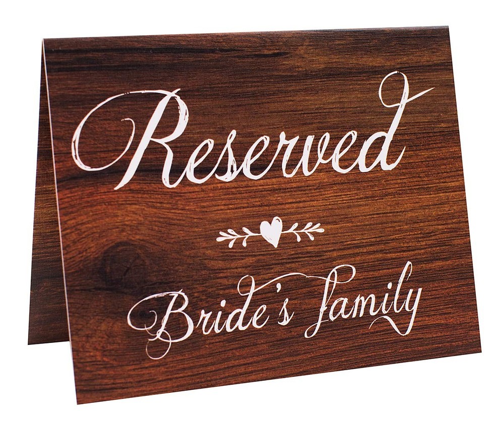 6 PCS Rustic Wood Look Freestanding Double Sided Reserved Wedding Signs