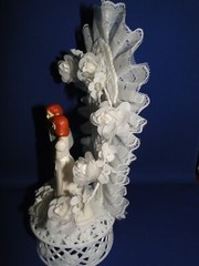New Vintage Traditions Wedding Caketop Bride & Groom with oval elegant back #181