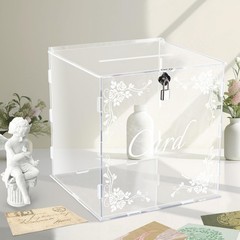 Clear Acrylic Wedding Card Box Slot Lock Large Gift Reception Anniversary