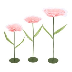 3pcs Artificial Handmade Free Standing Decoration Corn Poppy Flower Round Bases
