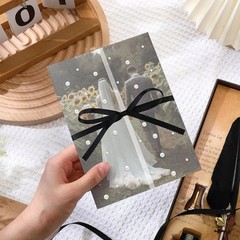 Pearl Wedding Invitation Kit W/ Vellum Jackets Ribbon & Pearl Stickers 50 Sets