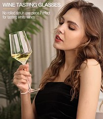 White Wine Glasses Set of 4- Modern Crystal Hand Blown Wine Glass-15 oz,Thin