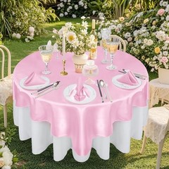 72 Inch Satin Square Tablecloth Overlay Pcs Square Tablecloth Cover, 6 Pink