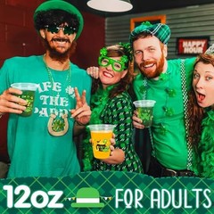 St Patrick’s Day Disposable Cups – 50pcs 12oz Green Shamrock St Patricks Cups