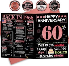 60th Anniversary Card for Women Men, Diamond Wedding Card for Wife Husband, S…
