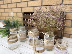 Rustic Wedding Jars Mixed Glass Table Centrepiece Love Heart Hessian Vintage X7