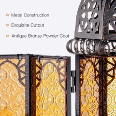 NEEDOMO 12.8» Moroccan Lanterns Decorative Indoor & Outdoor, Large, Amber