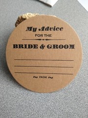 My Advice for the Bride & Groom WEDDING COASTERS, LETTERPRESS X 100 Round