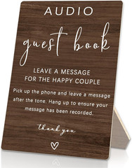 Audio Guestbook Sign, Audio Phone Guestbook Wooden Stand 5X7Inch, Wedding