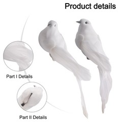 Artificial Doves Bird Garden Indoors 2pcs Decor Feather Lover Ornament