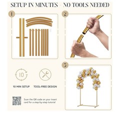 7.2FT Metal Wedding Arch Backdrop Stand for Wedding Ceremony Birthday Party Gold