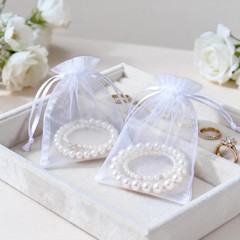 50Pcs Organza Bags, 2×3 inch Gift Favor Bags, White Wedding Favor Bags, Jewel…