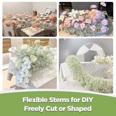 60 Pcs Bulk Long Stem Artificial Baby’s Breath, White Faux Gypsophila Flowers