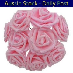 Artificial Flowers with Stems Foam Rose Fake Bride Bouquet Wedding 7cm 20pcs