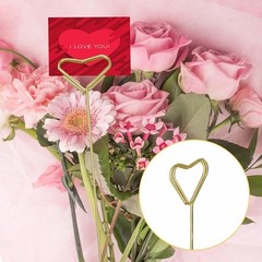 Heart Shape Floral Picks 20Pcs Metal Card Holders Wedding Party Table Decor New