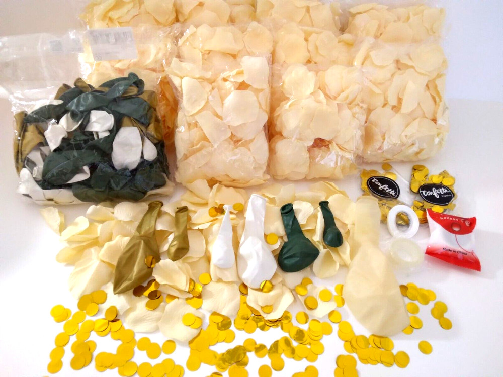 2080 Artificial Cream Flower Petals and 133 Balloons Confetti Event Party Supply