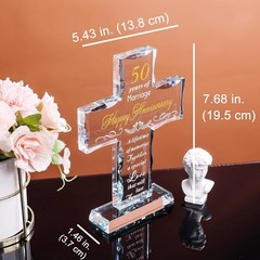 Engraved Glass Cross for 50th Wedding Anniversary