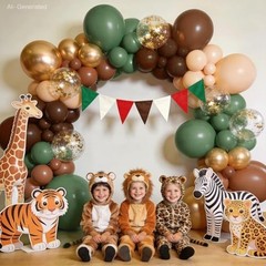 Sage Balloons Arch Kit, Woodland Safari Balloon with Sage Green Brown Gold