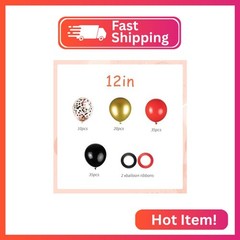 100pcs Black Gold Red Balloons, 12inch Red Black and Metallic Gold Confetti Ball