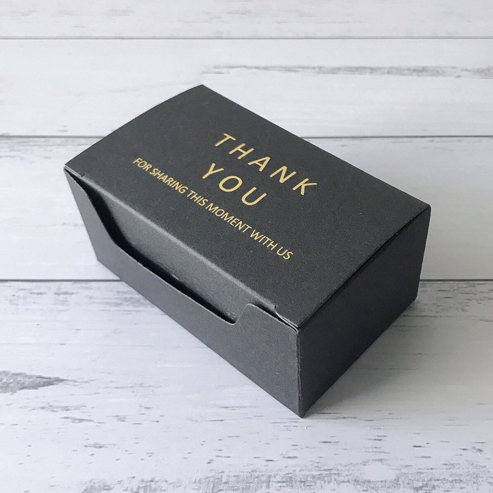 100x Gold Foil Rectangle Wedding Party Baptism Black Favour Boxes Thank You Gift