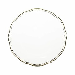 CLEAR 10 Round 9″ Plastic DINNER PLATES Gold Scalloped Rim Party Decorations