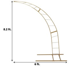 8 ft GOLD Half Crescent Moon Floral Display Frame Arch BACKDROP STAND Events