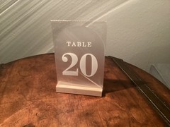 Frosted Arch Table Numbers w/ Stands 1-20, 5×7 Acrylic, Event / Wedding Decor