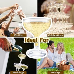 50 Pcs Plastic Champagne Coupe Glasses for Parties, 5 oz 50 Pack, Clear