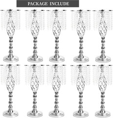 10 Silver Metal Flower Vases for Wedding Centerpieces & Event Decor