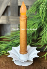 NEW SHABBY WHITE FLOWER Taper Candle Holder 3.5″ Wide Metal Chippy Cottage Chic