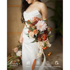 Terracotta Bridal Bouquet Artificial Flowers Wedding Decor Photoshoot Keepsake