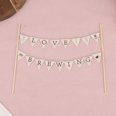 Love Is Brewing Wooden Cake Topper, Brown & White, Bridal Shower Decor,