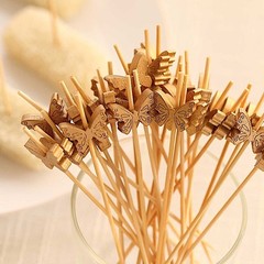100 Natural Biodegradable Butterfly Cocktail Sticks Party Events Decorations