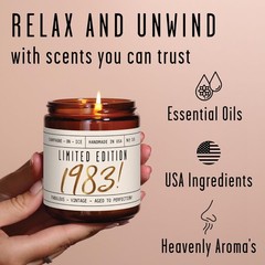 42nd Birthday Gifts for Women – ‘Limited Edition 1983’ Soy Candle, Amber