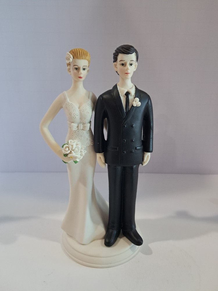 WEDDINGSTAR The Pinch Bridal Couple Funny Porcelain Wedding Cake Topper 6″ Tall