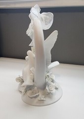 Wedding Cake Topper Doves Roses Heart White Porcelain Unique Love Bridal Gift