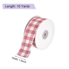 Plaid Check Ribbon, 1.5 Inch x 10 Yards Gingham Ribbon, Bright Red