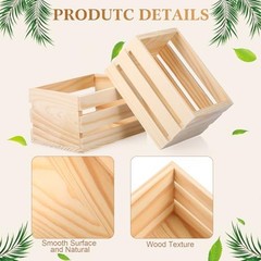 Decorative Wood Crates Nesting Storage Container,5″ Farmhouse Decorative DIY 6