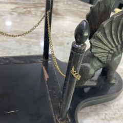 Gothic Gargoyle Egyptian Styled Decanter Centerpiece Stand 25.75” Cast Iron