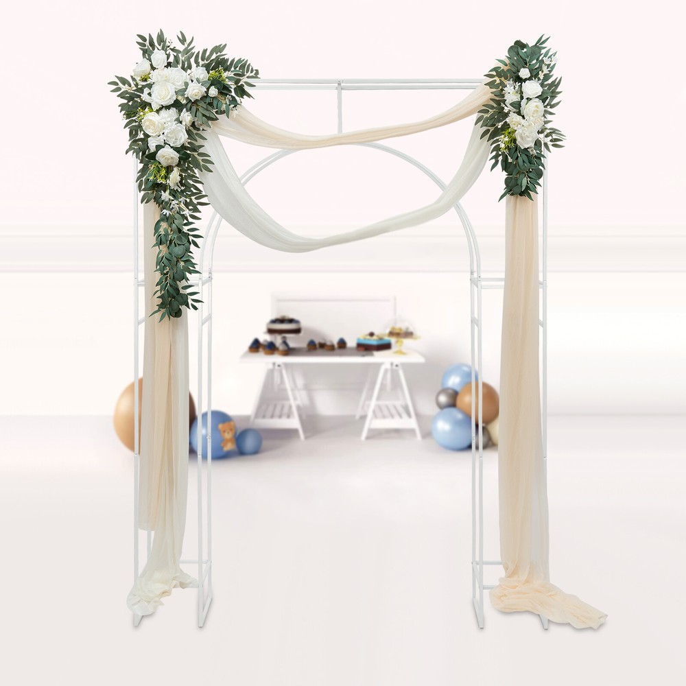 7.8ft H White Metal Rectangular Wedding Arch Arc de Triomphe Style Party Events