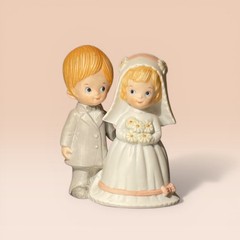 Vtg. 80s Bride and Groom The Christopher Collection Wedding Cake Topper Classic