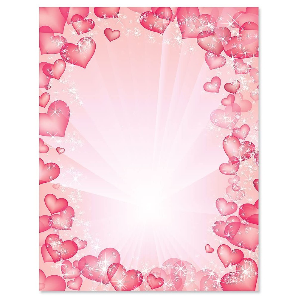 Celestial Hearts Letter Paper – Decorative Stationery With
