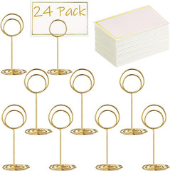 Toncoo 24 Pcs Premium Mini Table Number Holders and 24 Pcs Place Cards with Gold