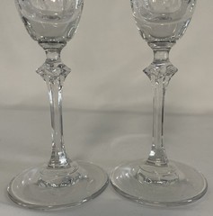 Pair of Cut Crystal Gold Rim Champagne Flutes Wedding Toast