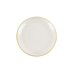 10 Round 9″ CLEAR Hammered Plastic Salad DINNER PLATES Glitter Gold Rim Party